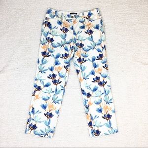 Lands End Floral Mid Rise Straight Leg Pants